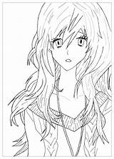 Sad Coloring Pages Girl Printable Getcolorings Manga sketch template