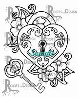 Coloring Key Heart Pages Lock Printable Drawing Tattoo Doodle Designs Instant Getcolorings Color Template Getdrawings sketch template
