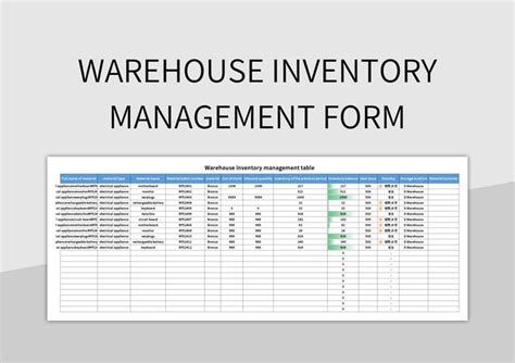 warehouse inventory management form excel template google sheets