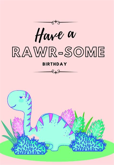 printable birthday cards  boys printable card  cute dinosaur