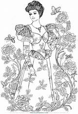 Coloring Pages Fashion Book Victorian Dover Adult Nouveau Creative Fashions Adults Haven Historical Welcome Publications Color Colouring People Vintage Printable sketch template