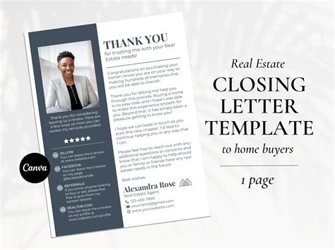 real estate review request closing letter realtor referrals etsy