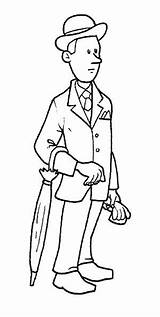 Coloring Pages British His Hat Bowler Umbrella Gentleman English Man 為孩子的色頁 sketch template