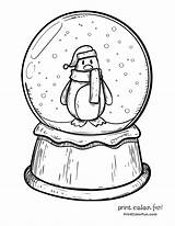Globe Snow Coloring Pages Penguin Christmas Winter Drawing Globes Sketch Print Color Adult Soccer Drawings Printcolorfun Printable Sheets Cute Snowman sketch template
