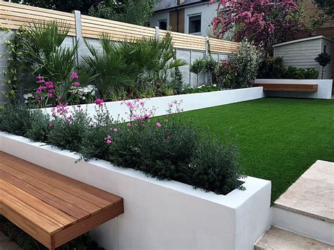 modern garden design fulham chelsea clapham grass travertine paving