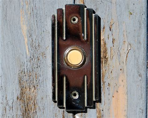 antique rectangle doorbell push button art deco  knockplease