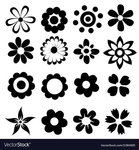 silhouettes  simple flowers royalty  vector image