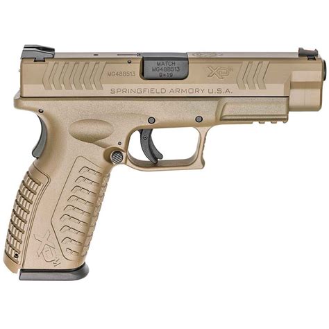 springfield armory xd  mm luger  fde pistol  rounds tan