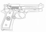 Coloring Gun Pages Beretta Pistol Revolver Printable Kids Army sketch template
