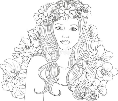 beautiful girl coloring pages stock vector illustration  coloring