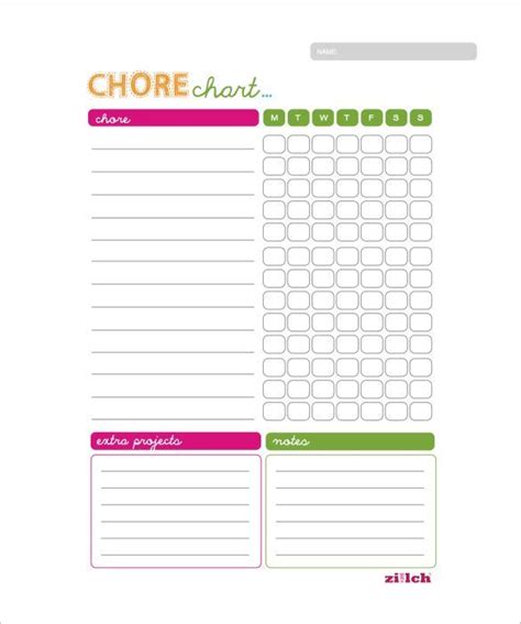 printable daily weekly chore chart google search chore chart