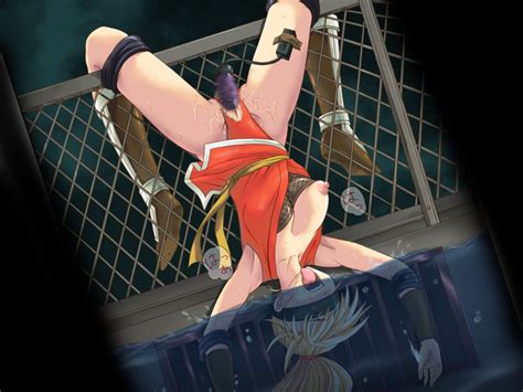 rule 34 asphyxiation bondage breasts out defeated drowning fence final fight maki genryusai