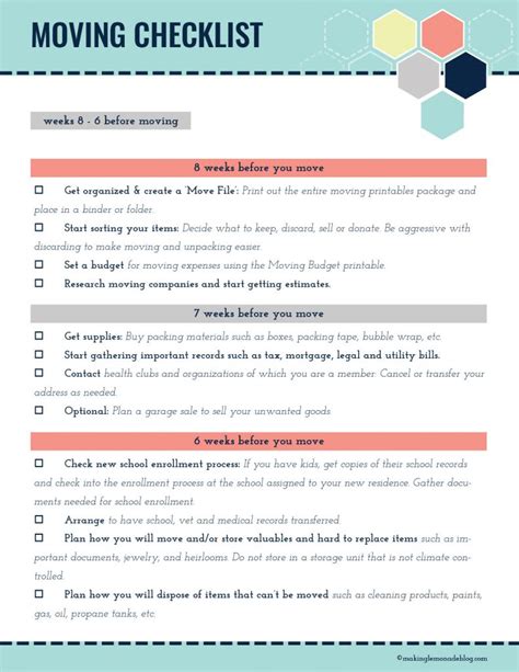 printable moving checklist  planner room surfcom