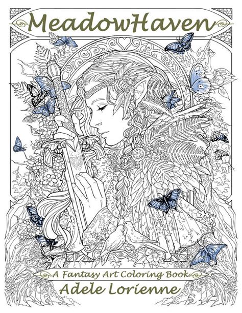 meadowhaven  fantasy art coloring book  adults  adele lorienne