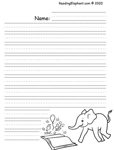 printable kindergarten paper reading elephant