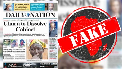 kenyas president kenyatta  dissolve cabinet newspaper front page doctored africa check
