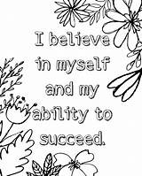 Affirmation Myself Succeed Sheets Affirmations Positivity Ability Motivational sketch template
