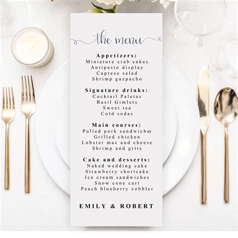 menu cards menu card printable dinner menu  diy menu etsy