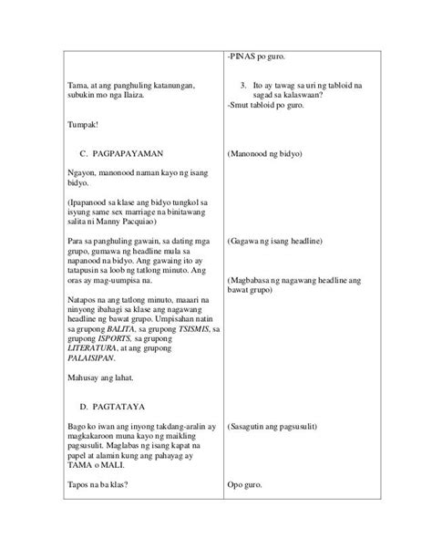 detailed lesson plan in filipino grade 8 lesson plan in filipino