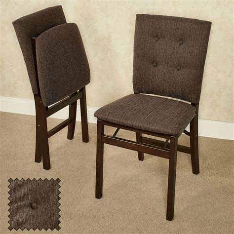 parsons espresso upholstered wood folding chair pair