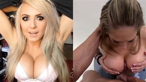 jessica nigri in a sexy bra pulls her big boobs out to stroke and bounce them on cock like a
