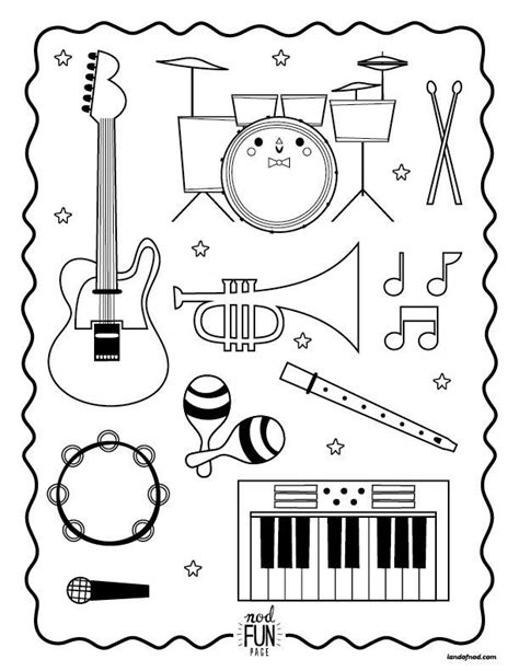 nod printable coloring page instruments  musical kiddos