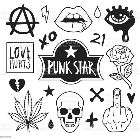 ilustración de colección de iconos punk y más vectores libres de