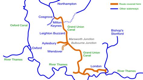 grand union canal south cruising map   waterway routes