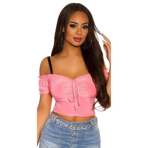 sexy off the shoulder crop top in latina style coral 14 95