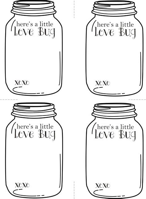 valentines love bug cards  printable empty jar ready  fill