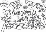 Holi Coloring Happy Pages Kids Printable sketch template