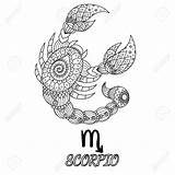 Scorpio Zodiac Tattoo Coloring Pages Sign Tattoos Symbol Adult Constellation Vector Pattern Choose Board Drawing Signs Book Designs Drawings Horoscope sketch template
