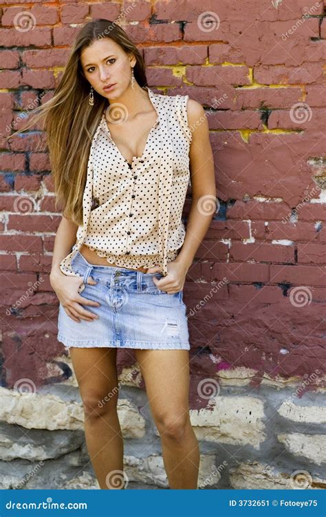 Blonde In Mini Skirt Stock Image Image Of Pretty Clothing 3732651