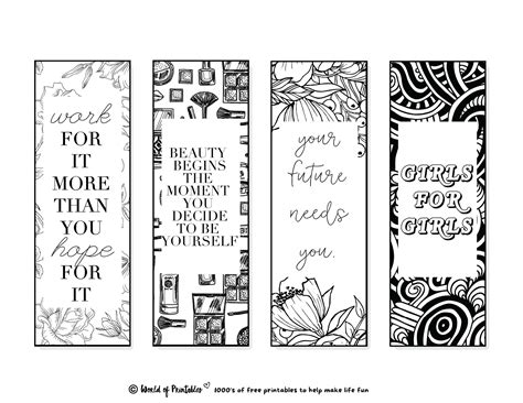 printable colouring bookmarks  quotes coloring bookmark templates