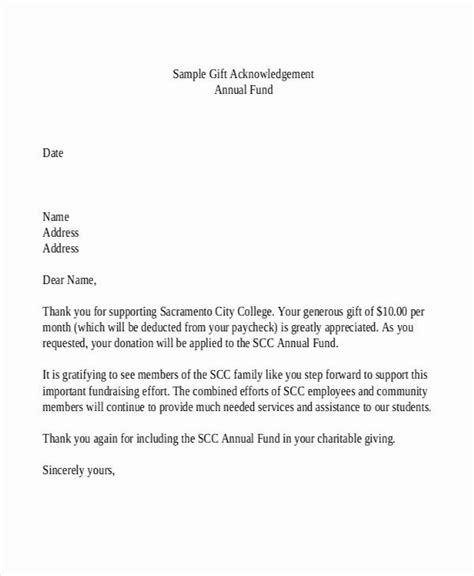 sample nonprofit gift acknowledgement letter   gift
