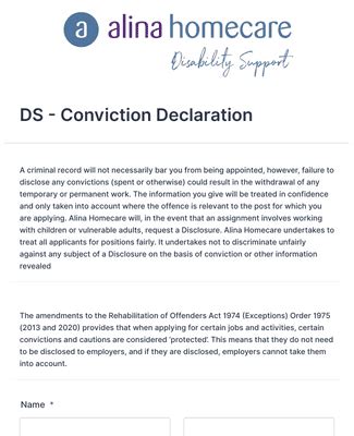 criminal conviction declaration form template jotform