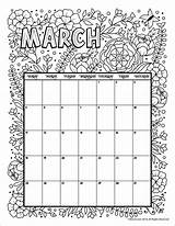 Calendar Coloring March Pages Printable Kids 2021 Color Flowers Calender Printables Print Blank Woojr Monthly Choose Board Adults sketch template