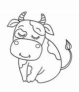 Cow Cute Drawing Coloring Pages Kids Getdrawings sketch template