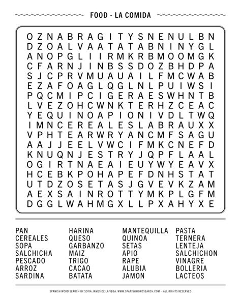 printable spanish word search printable word searches