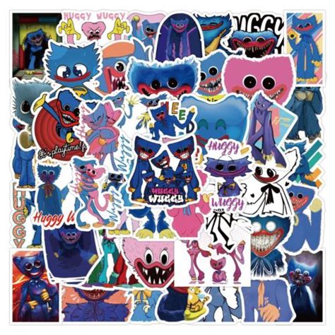 50 pieces huggy wuggy poppy playtimes game sticker pvc waterproof