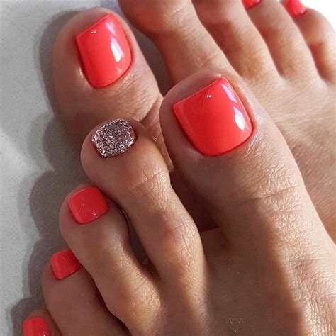 red pedicure design ideas   toenail coral toe nails gel toe