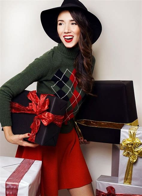 winter sweater and red skirt christmasoutfit discover more at
