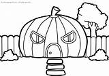 Halloween House Pumpkin Coloring Pages Shape Print sketch template