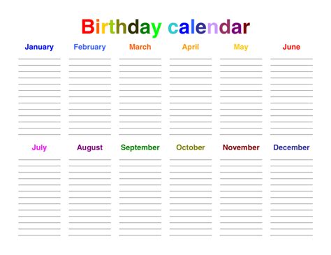 printable birthday calendar  printable calendar