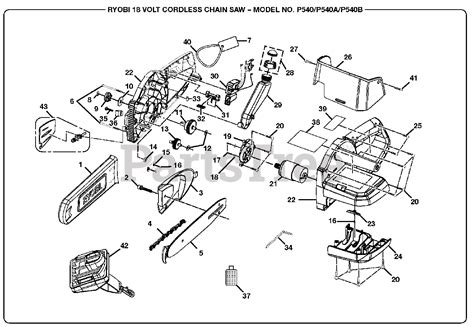 ryobi p   ryobi chainsaw  volt general assembly parts lookup