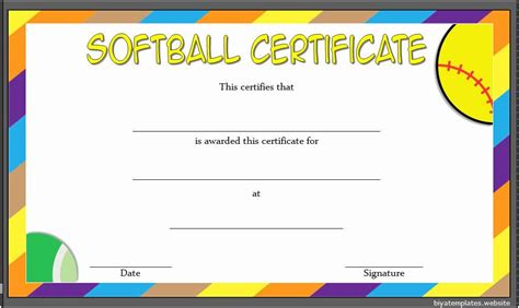 printable softball certificate templates  oahubeachweddings