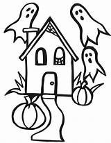 Haunted House Coloring Clipart Library Kids Drawing sketch template