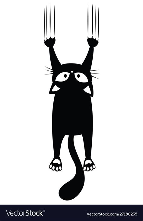black cat scratching wall silhouette of royalty free vector