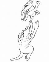 Rabbit Chasing Dog Print Clipart Coloring Template Library Line sketch template