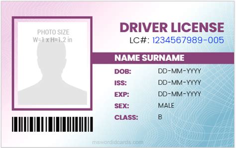 drivers license template  kids swimmertq
